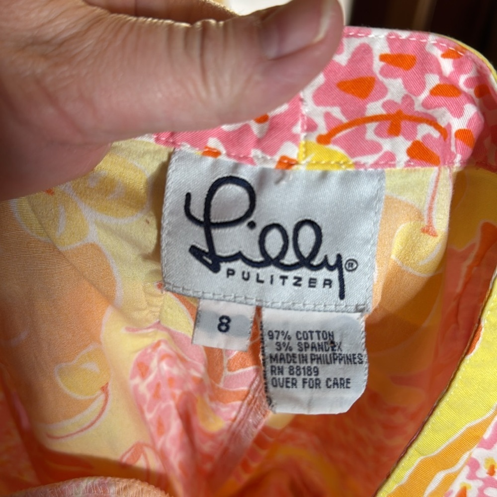 Vintage Lilly Pulitzer Tropical Fruit Print Capri Pants Size 8 Pink Yellow Rare - Picture 10 of 11